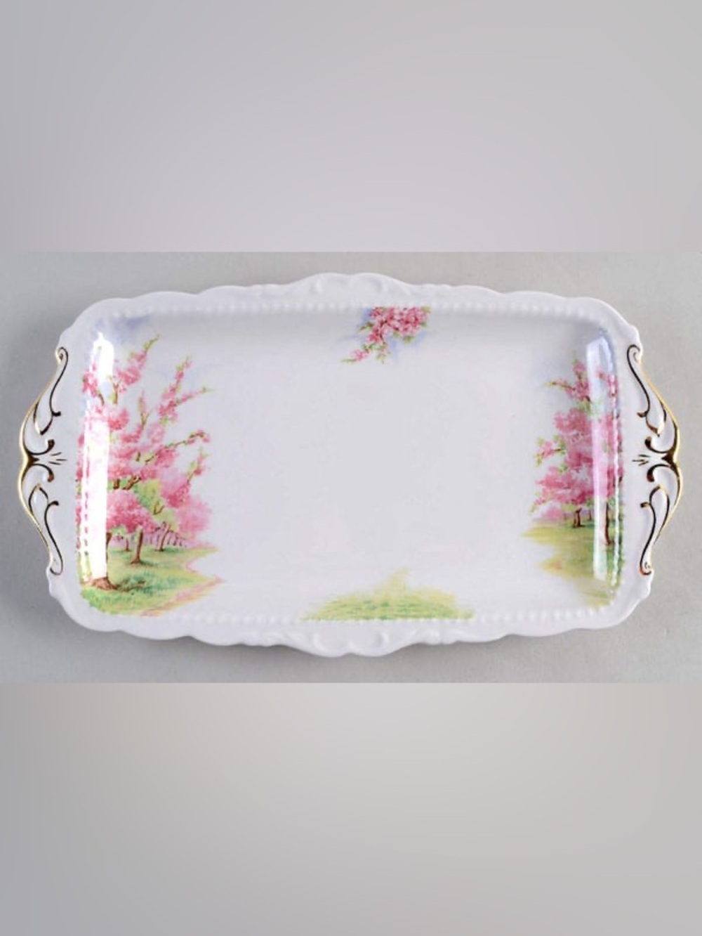 VintageRoyal Albert Blossom Time Floral Gold-Trim Sandwich Tray